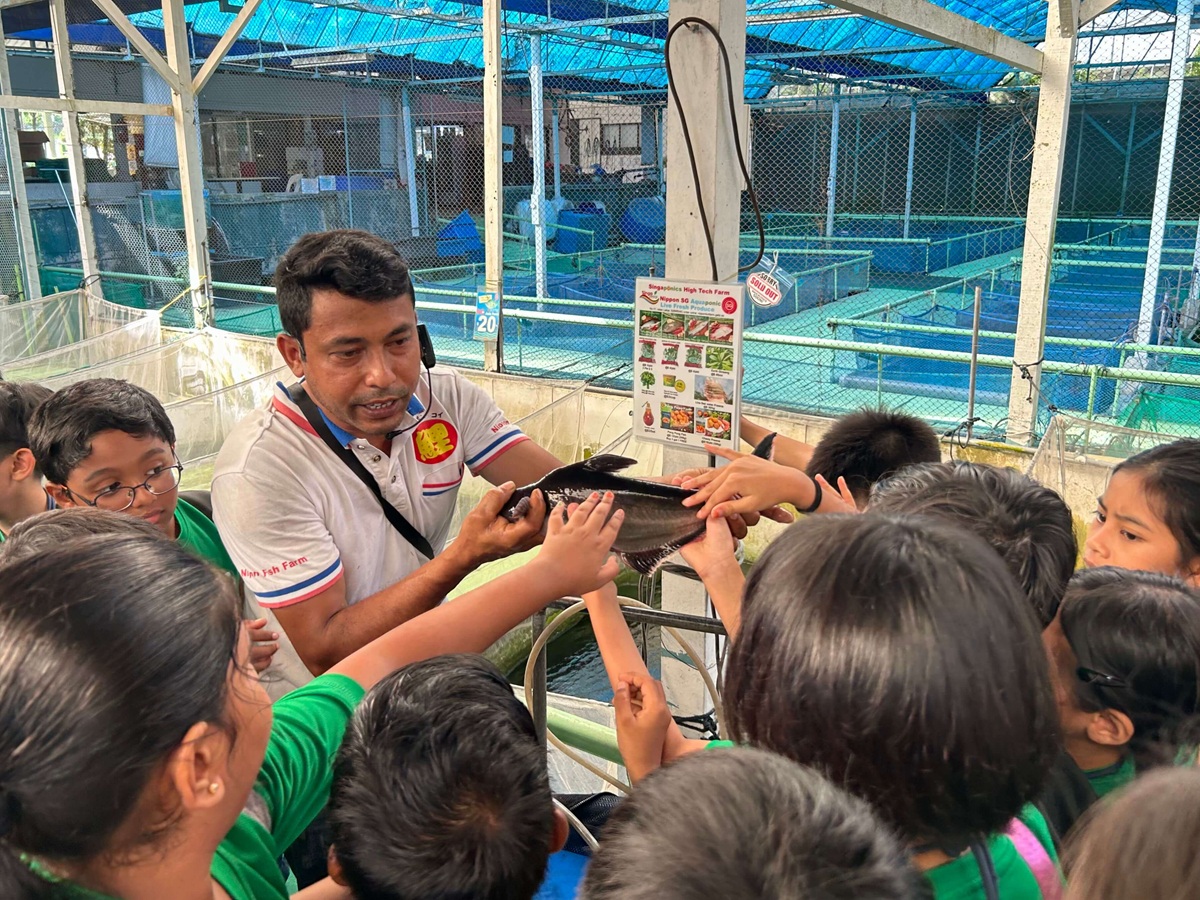 One of the stations in the guided tour allowed the children to touch the fish – a literal hands-on activity!